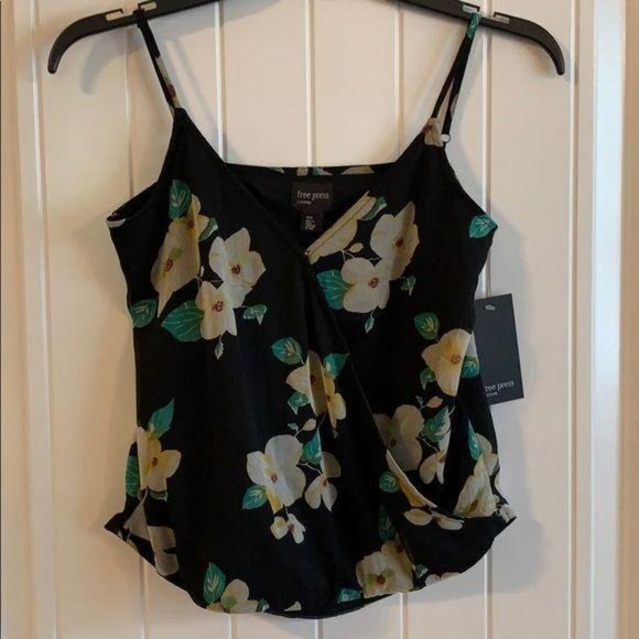 Free Press Black Chinoiserie Floral Mock Wrap Cami - Picture 10 of 12